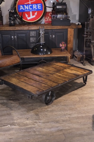 meuble industriel ancien charriot usine table